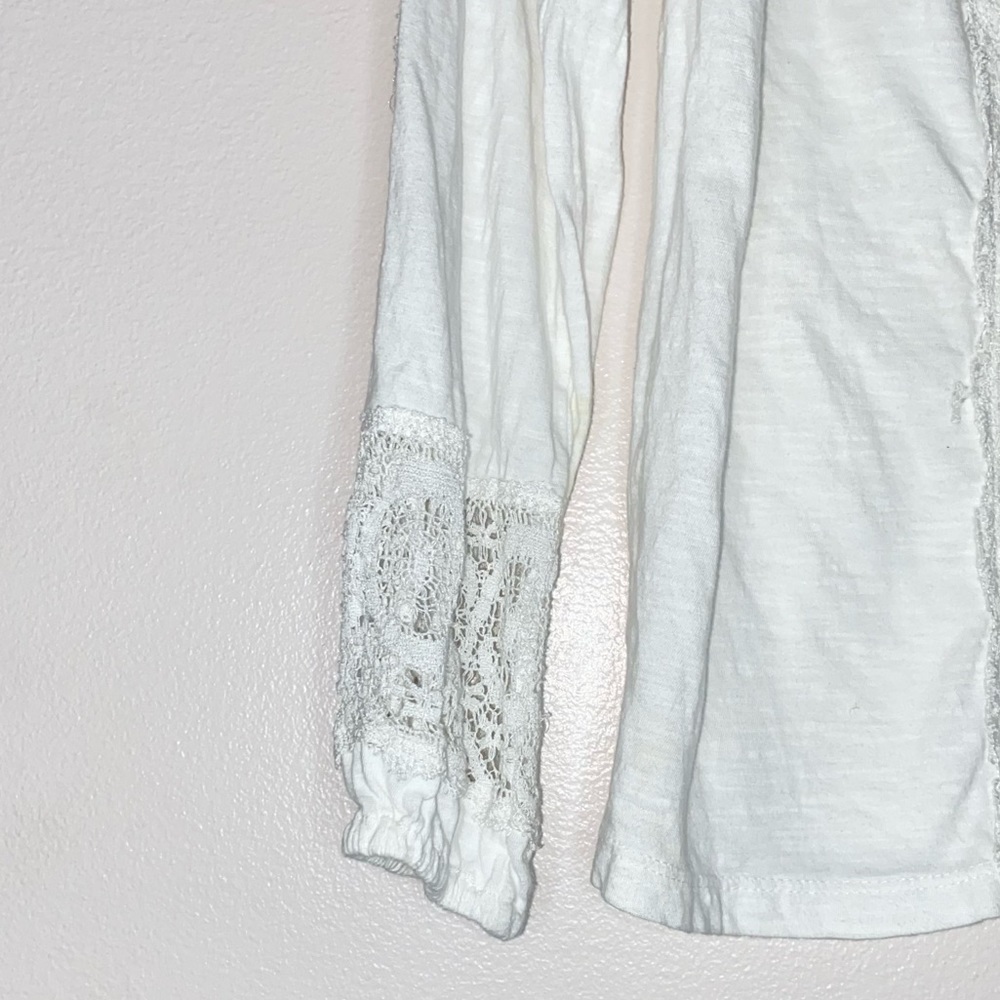 Joie Feyah White Crochet Lace Embroidered Tassel White Boho Long Sleeve Top - Picture 7 of 7